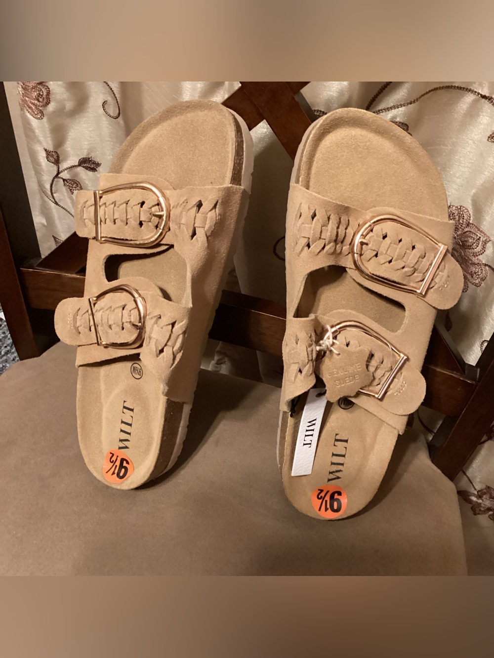 WILT Cashew Leather Slip-On Sandals Size 9.5 NWT